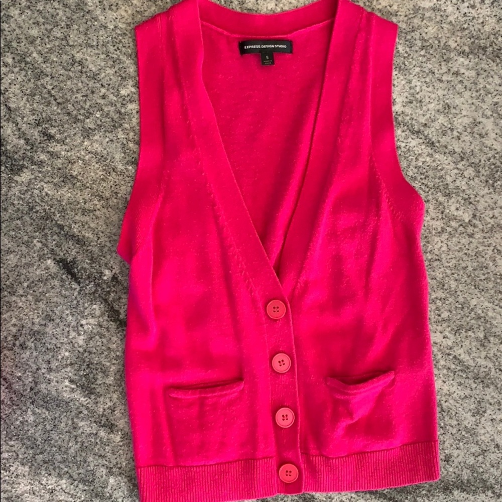 Hot Pink Express Design Studio Cardigan Vest!
